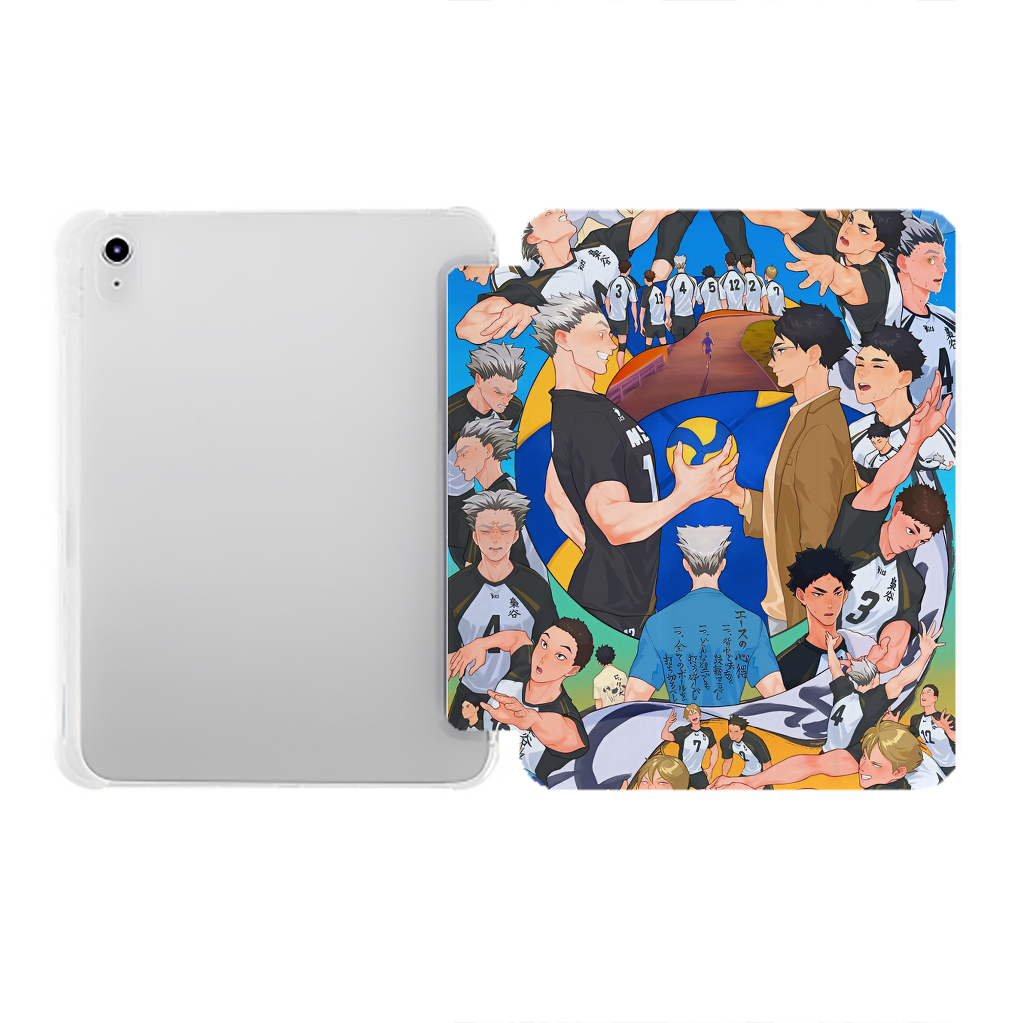（画像用） ハイキュー!! Haikyu!! IPad ケース ペン収納付き 三つ折りスタンド PUレザー×シリコン 対応機種9.5/10.5/10.9インチ